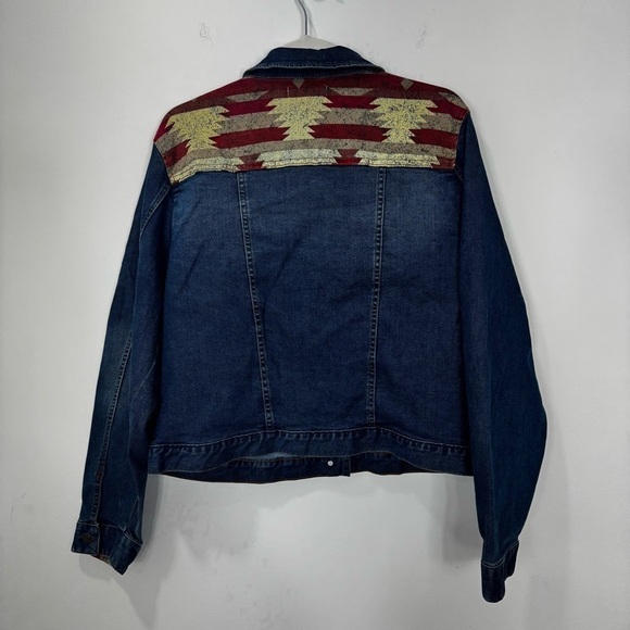 Frye and Co Denim Jean Jacket Western Aztec Southwestern Trucker Size XL - Picture 4 of 10